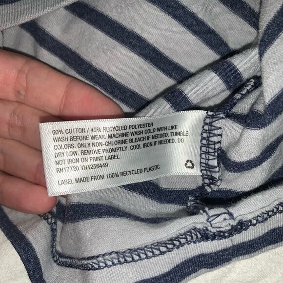 Cat & Jack Navy Blue, Teal, and Gray Striped Short Sleeve Crew Neck T-Shirt - Picture 2 of 3